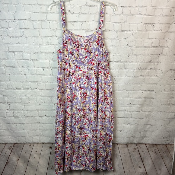 BloomChic Purple Floral Pocket Midi Dress Size 12 Large - Picture 6 of 6
